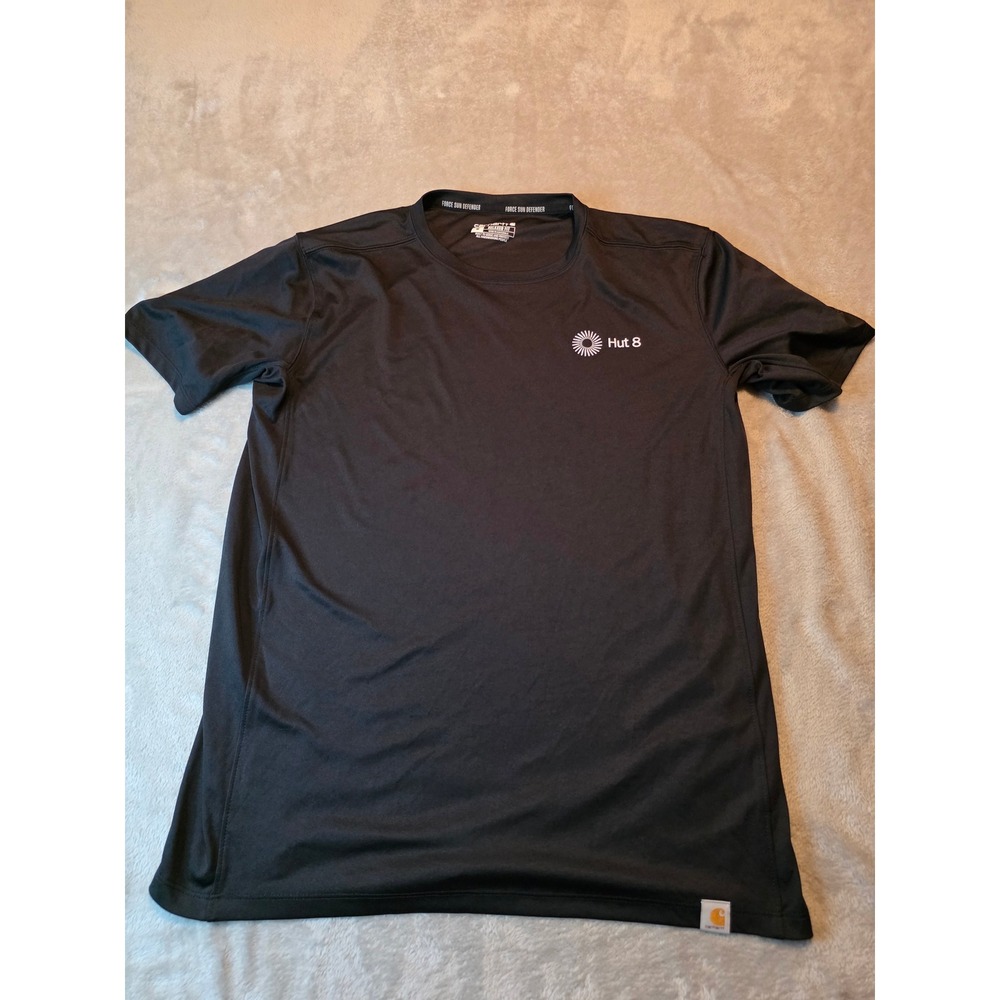 Carhartt T-Shirt Mens M Black Force Sun Defender Hut 8 Graphic Relaxed TK6868-M